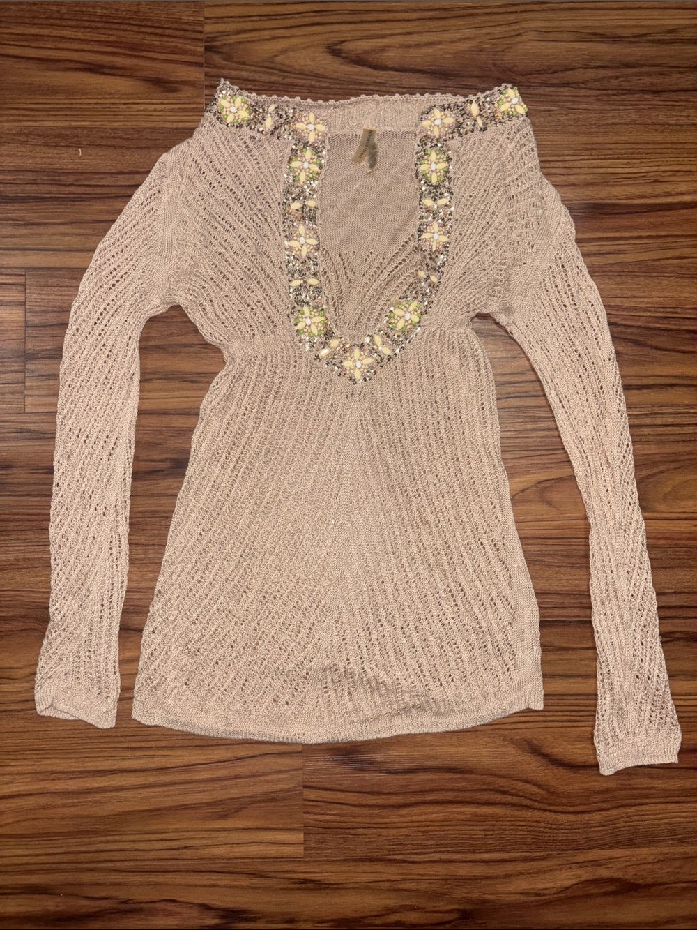 Victorias Secret Beaded V-Neck Knit Swimsuit CoverUp